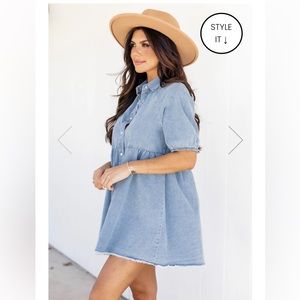 Pink Lily Denim Mini Dress XS